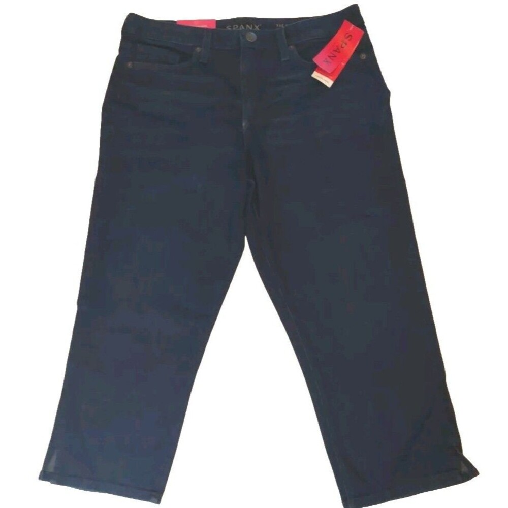 Spanx Womens Slim-x Casual Capri Jeans Dark Dipped $118 NWT  Sz 29 / 8